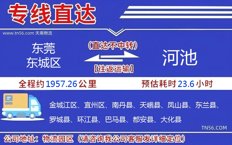 東莞東城區到河池物流公司 東莞東城區到河池物流公司